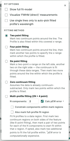 fit options spEXplore fit options